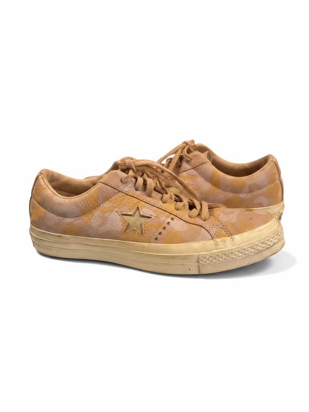 Converse One Star Ox Pink Beige Leather Low Top Camouflage Sneakers Size 10.5